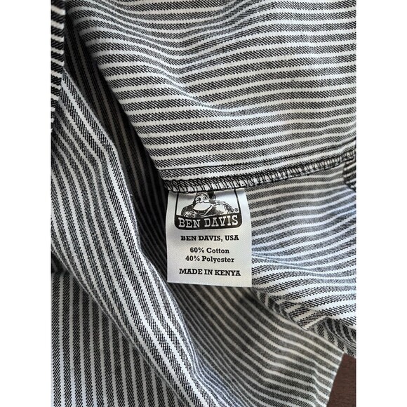Ben Davis 1/2 Zip Short Sleeve Black Stripe Work Shirt XL - Picture 7 of 7